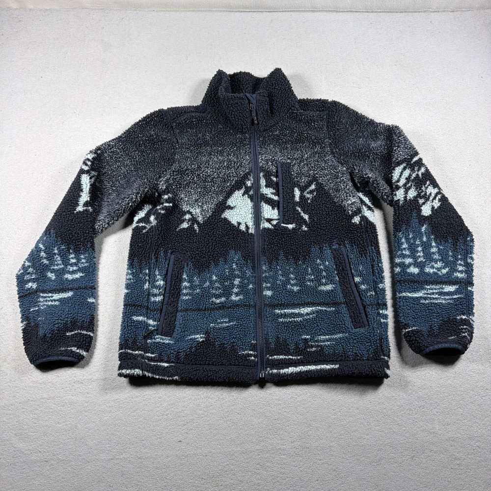 Alaskan Hard Gear Jacket Men Small Full Zip Mountain Landscape Navy Blue Gorp